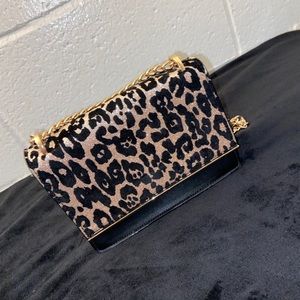 ALDO-Black cheetah print glittery mini purse